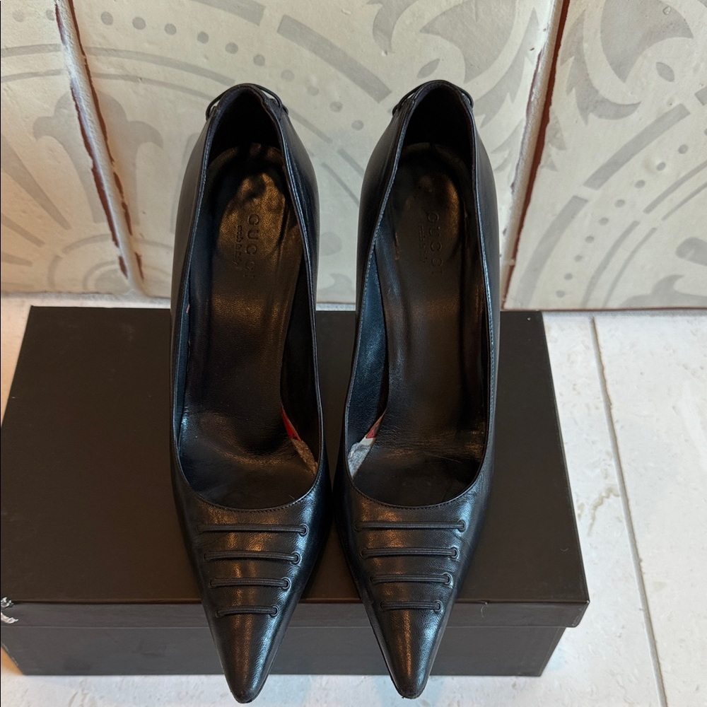 Gucci Black Leather Heels